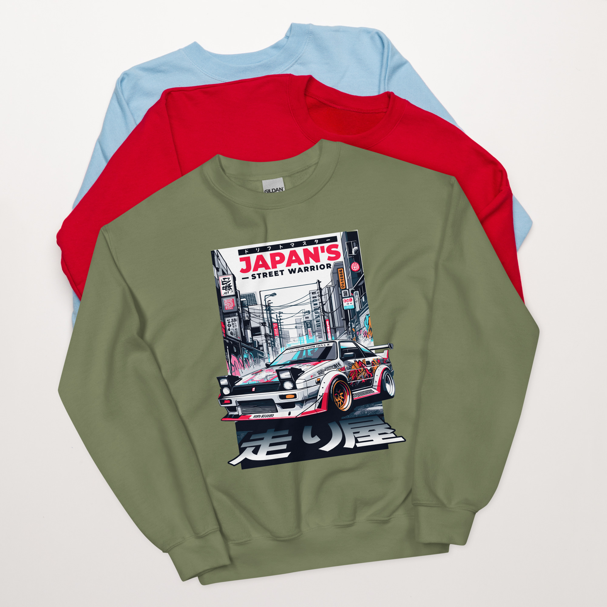 japan's street warrior: legendary drifting soul dtg printed sweatshirt