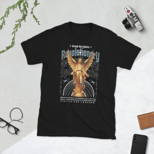 revolutionary golden angel shirt luxury streetwear graphic tee gold statue art